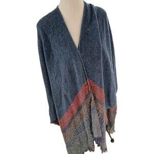 Celtic Kerry Woollen Mills Irish Wool Poncho Cape wrap shawl Fringe Ireland